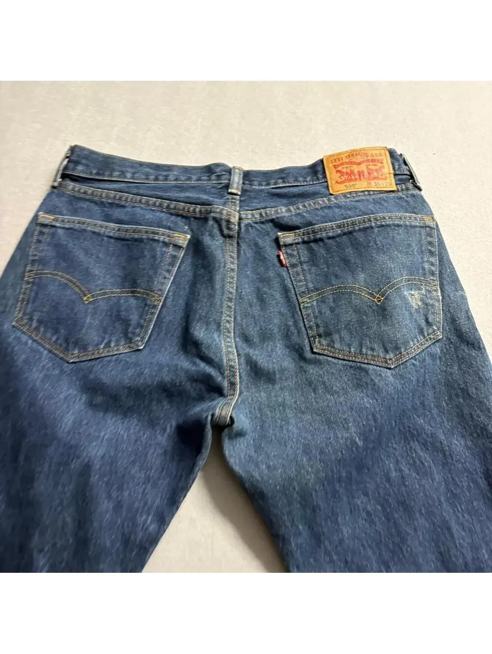 Levis 505 Regular Fit Distressed Jeans Mens 36x29 Blue Denim Heavy Destroyed
